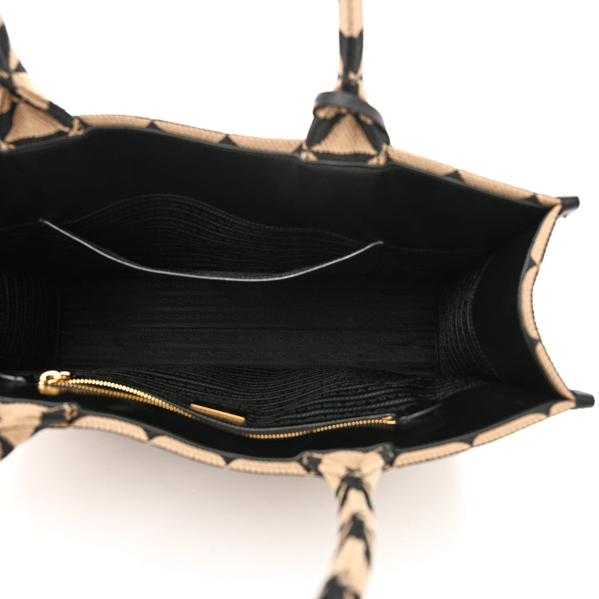 Jacquard Saffiano Triangolo Symbole Embroidered Large Tote Black Corda