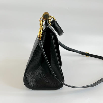 Dolce & Gabbana Black Leather Medium Miss Sicily Top Bag