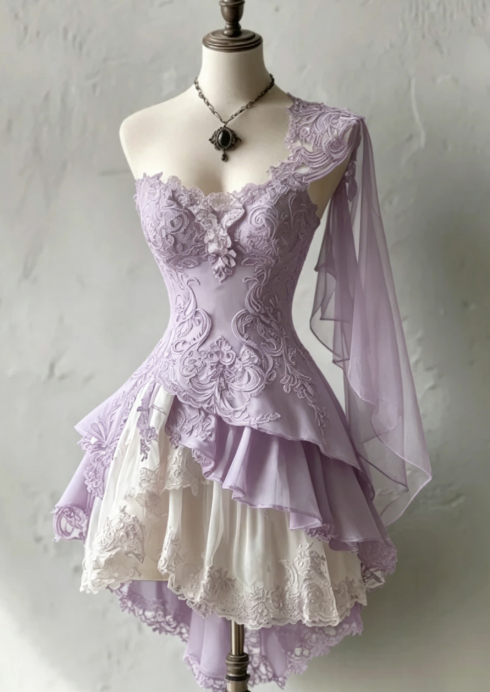 Cute Black Prom Dress One-shoulder A-Line Party Dress Tulle Appliques Short Birthday Dress DP05122