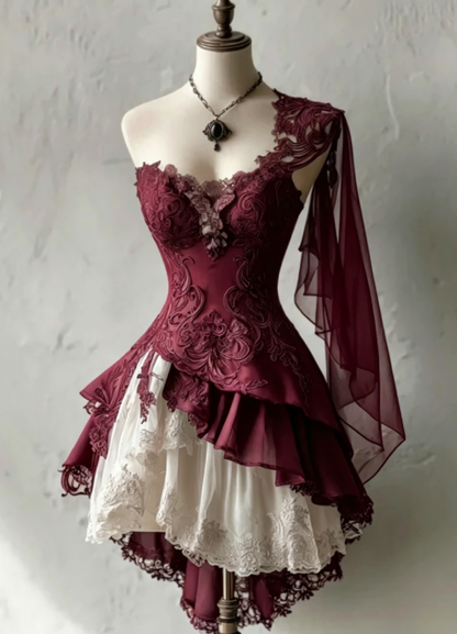 Cute Black Prom Dress One-shoulder A-Line Party Dress Tulle Appliques Short Birthday Dress DP05122