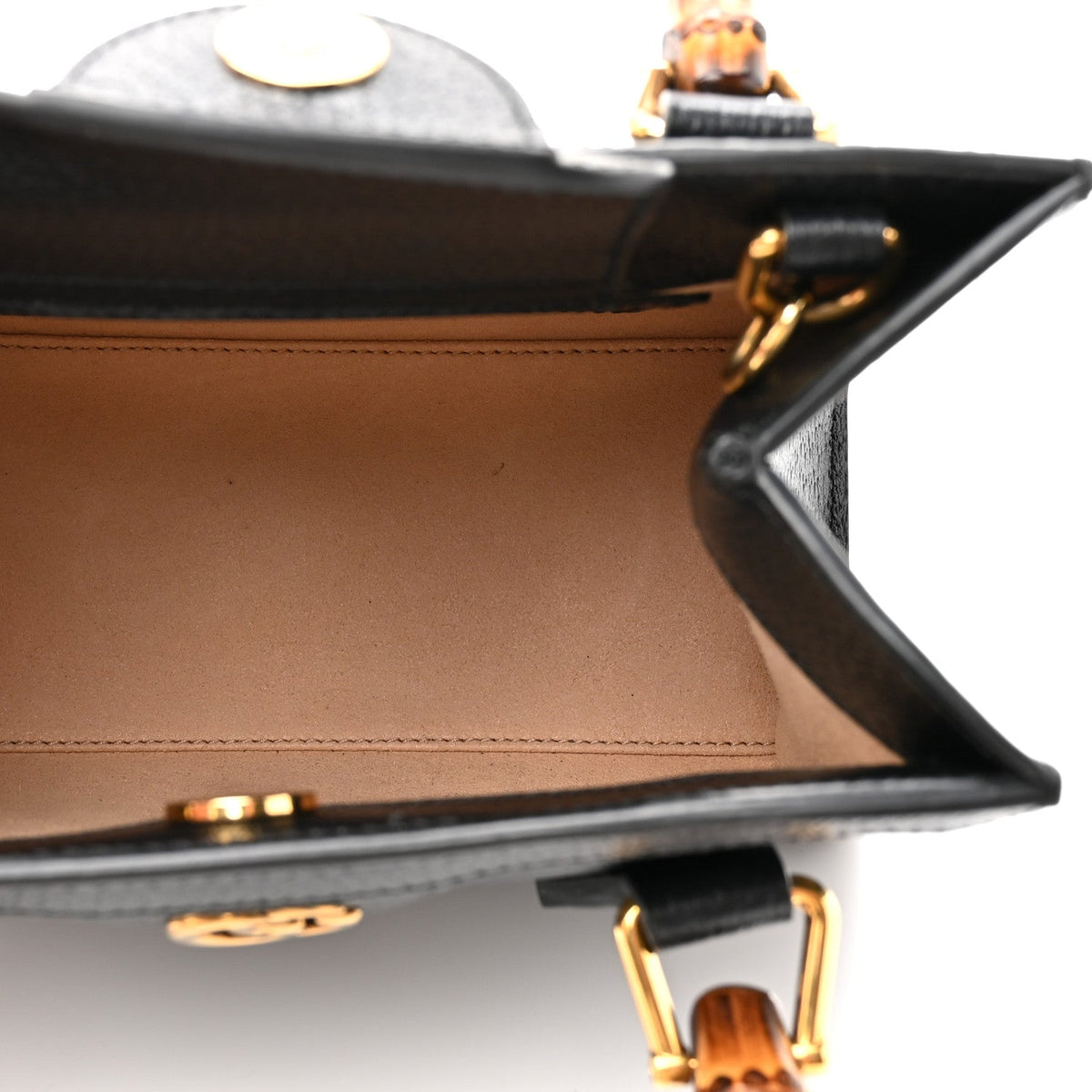 Textured Dollar Calfskin Web Mini Diana Tote Bag Black