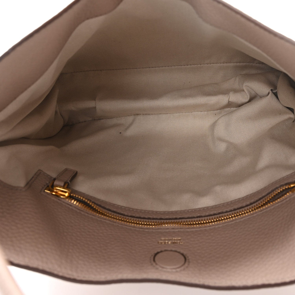 Pebbled Calfskin Small Alix Padlock Zip Hobo Bag Beige