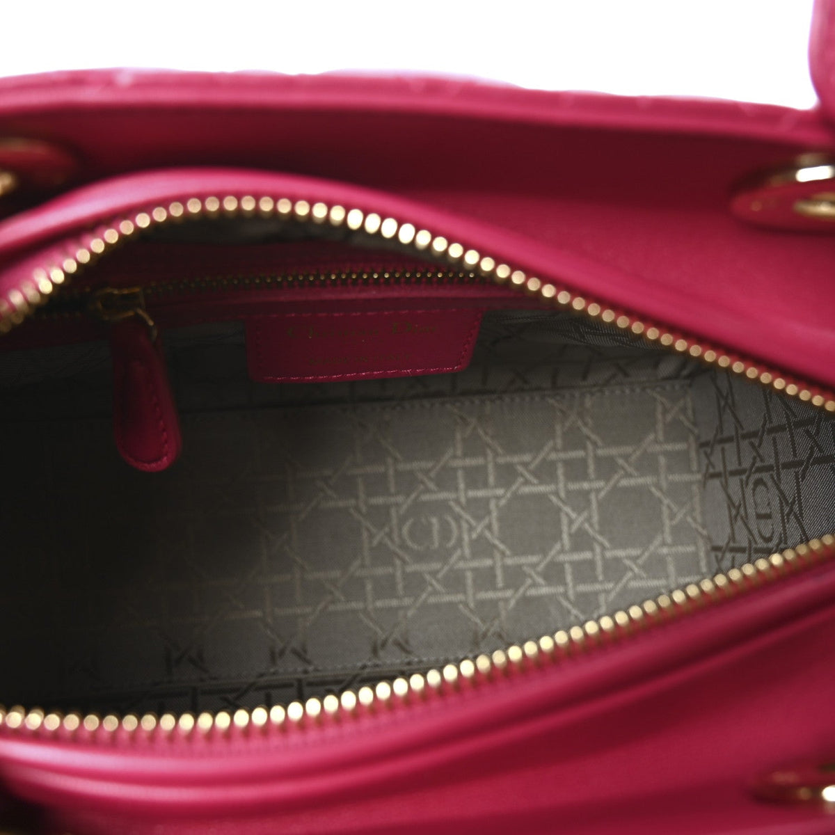 Lambskin Cannage Medium Lady Dior Fuchsia