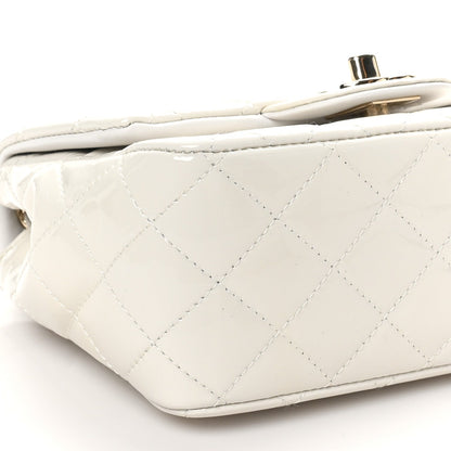 Patent Quilted Mini Square Flap White