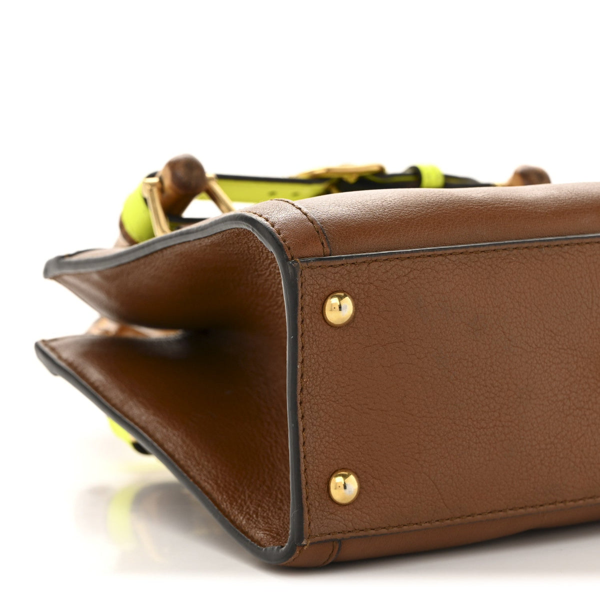 Wonka Grain Calfskin Mini Diana Tote Bag Cuir Yellow Fluo