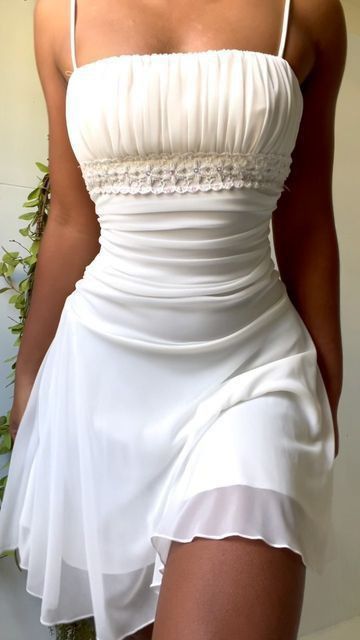 Vintage A Line Spaghetti Strap White Chiffon Cocktail Dress Homecoming Dress SH6158
