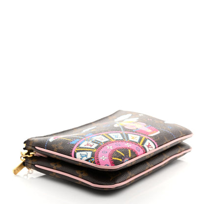 Monogram 2020 Christmas Animation Big Wheel Double Zip Pochette Rose Ballerine