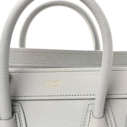 Drummed Calfskin Nano Luggage Pearl Blue