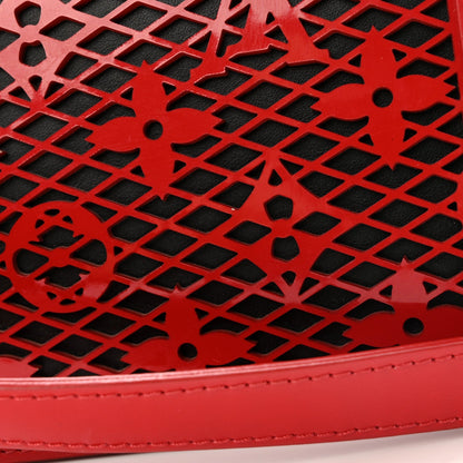 Patent Calfskin Monogram Lace Dauphine Mini Red