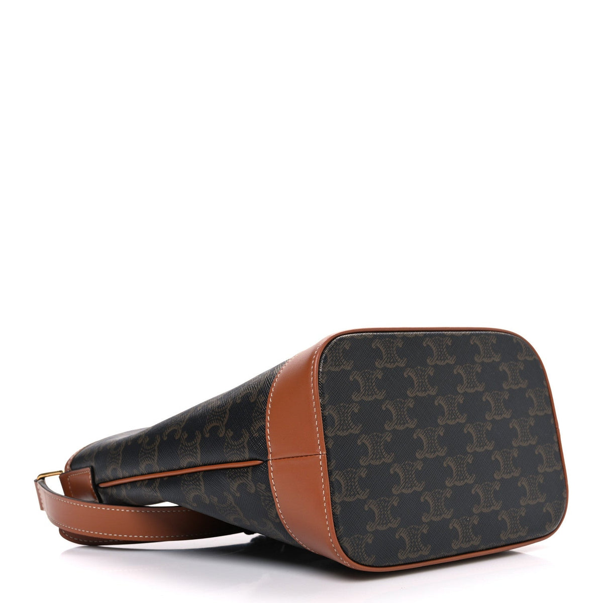Triomphe Canvas Calfskin Small Bucket Bag Tan