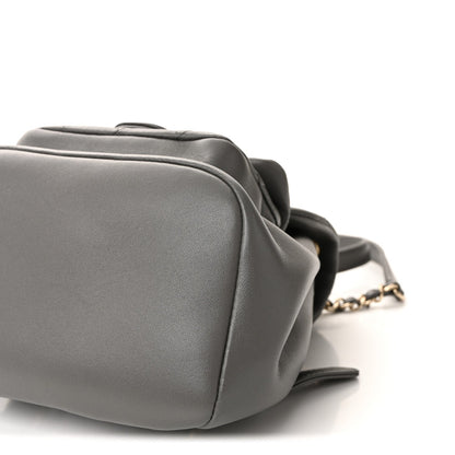 Lambskin Quilted Small Duma Drawstring Backpack Grey