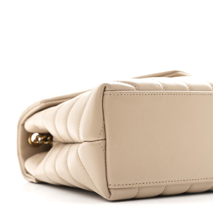Calfskin Y Quilted Monogram Small Loulou Chain Satchel Dark Beige