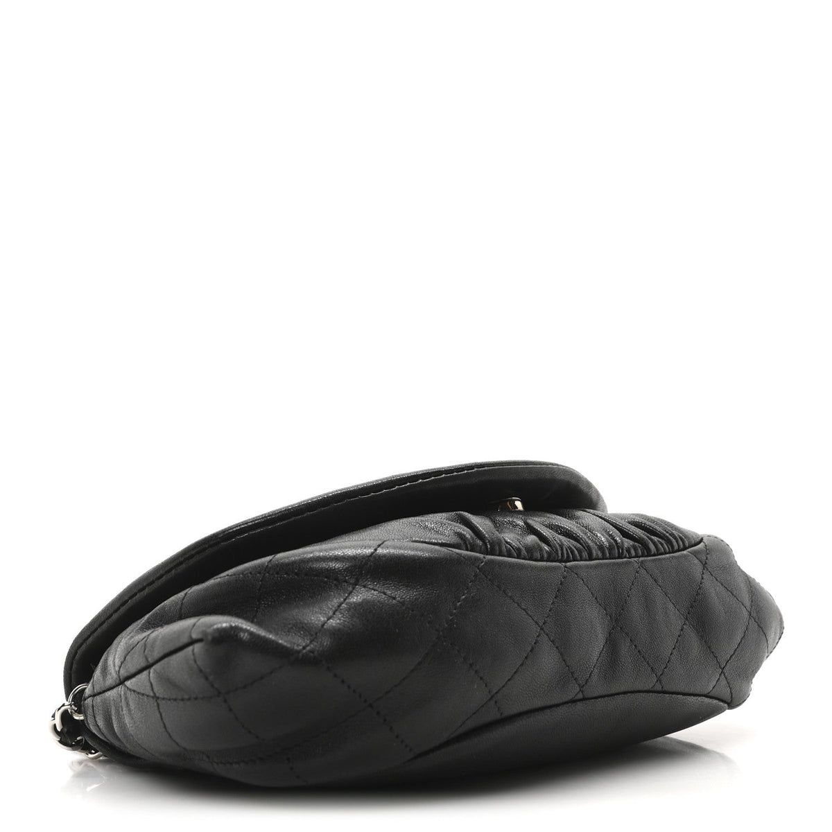 Lambskin Half Moon Wallet On Chain WOC Black
