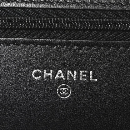 Lambskin Quilted Wallet On Chain WOC Black