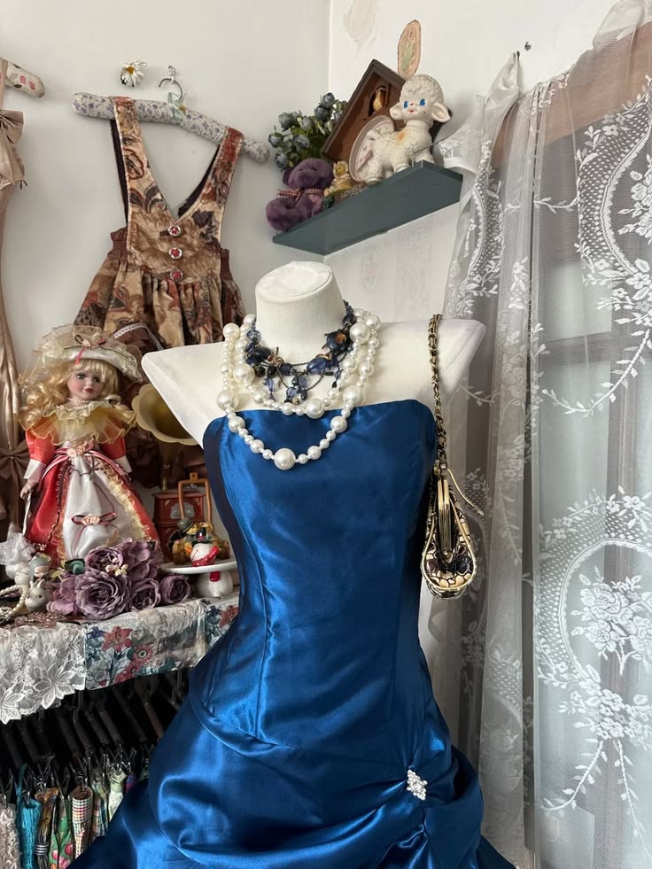 Vintage Blue A Line Strapless Pleated Satin Short Homecoming Dress Outfits SH5750
