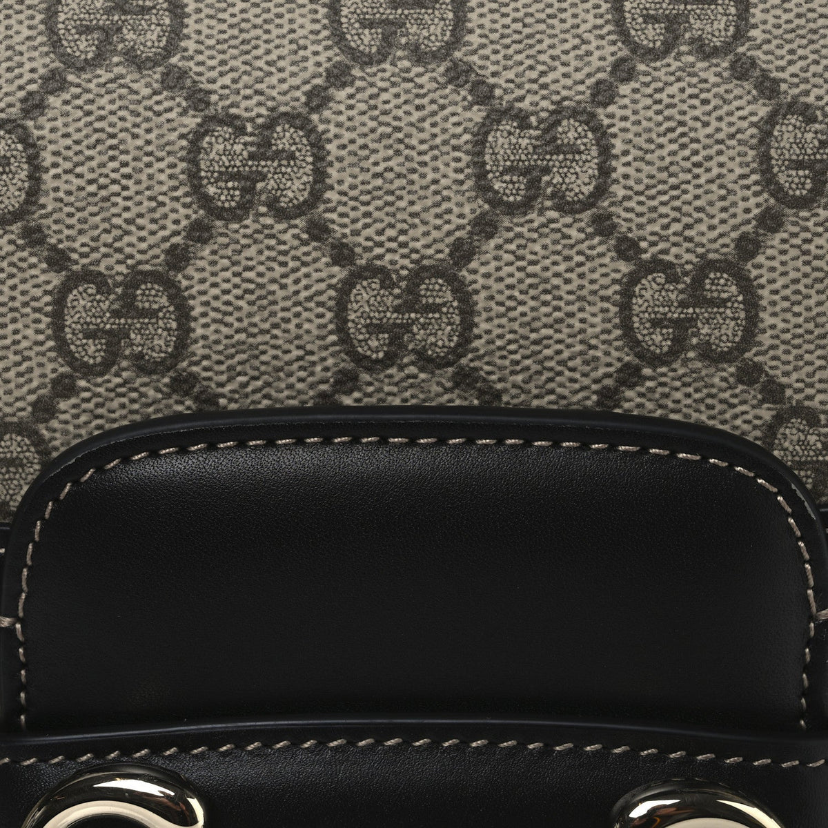 GG Supreme Monogram Horsebit 1955 Soft Small Shoulder Bag Beige Black