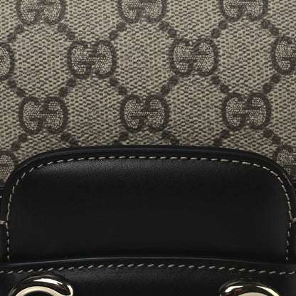 GG Supreme Monogram Horsebit 1955 Soft Small Shoulder Bag Beige Black