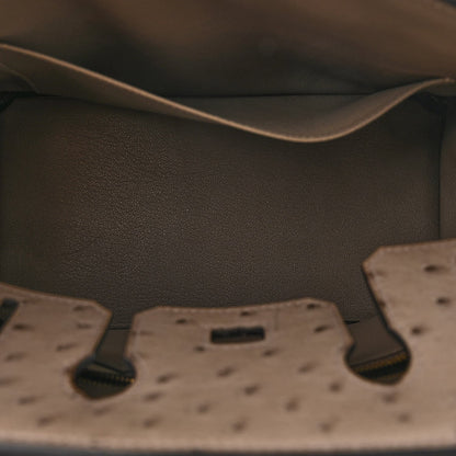 Ostrich Birkin 25 Gris Tourterelle