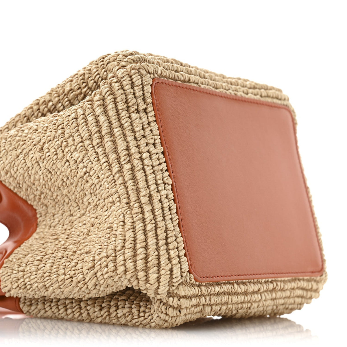 Raffia Nappa Small Parachute Shoulder Bag Natural Burned Orange