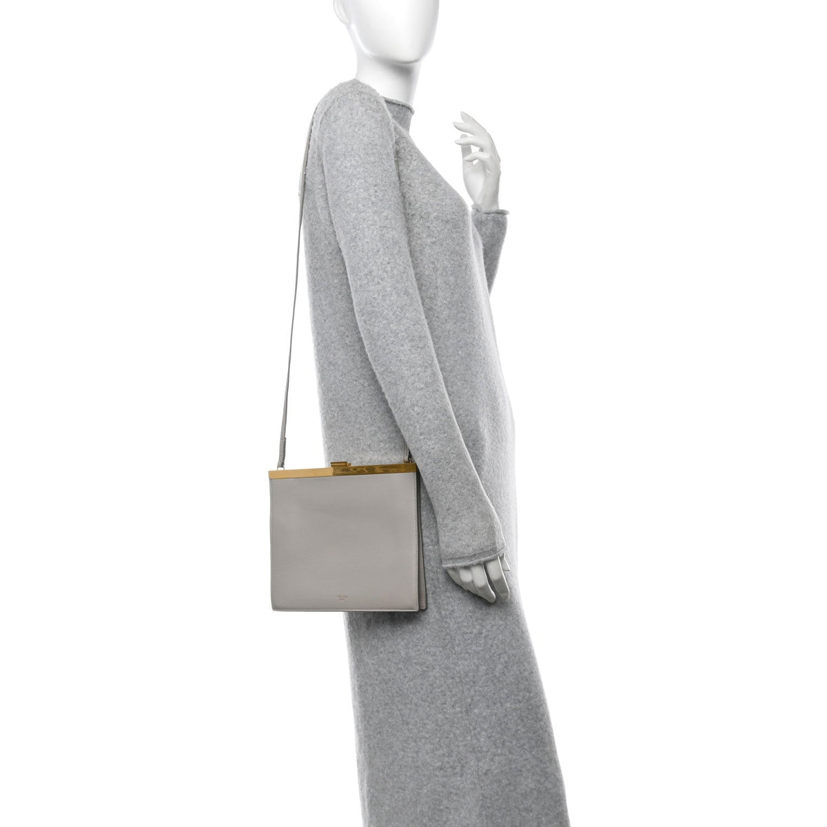 Smooth Calfskin Mini Clasp Bag Light Grey