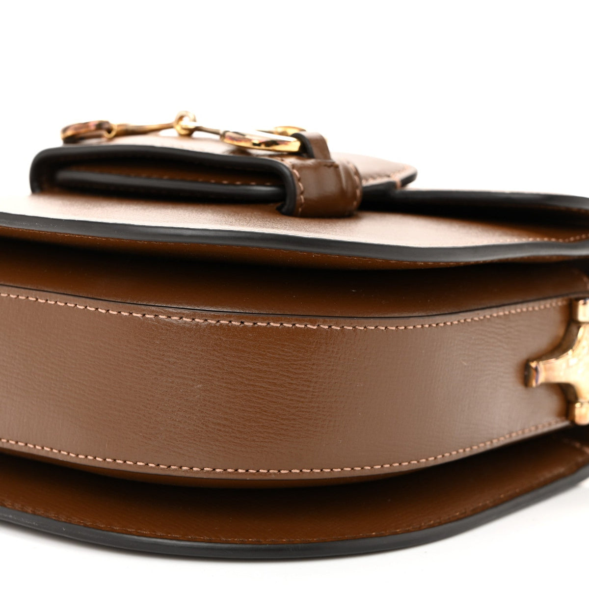 Azalea Calfskin Mini Horsebit 1955 Rounded Shoulder Bag Brown Sugar