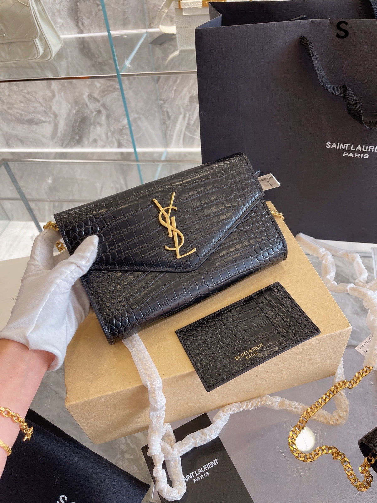 Saint Laurent Cassandre Small Matelassé  Wallet
