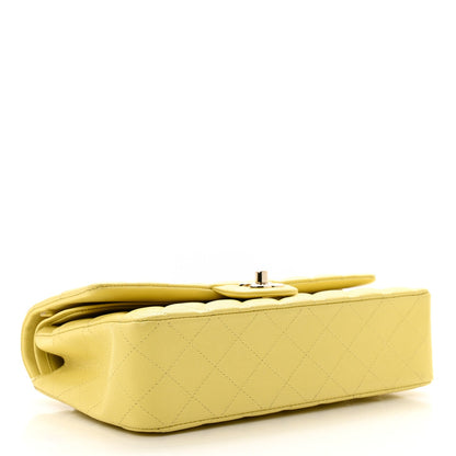 Caviar Quilted Medium Double Flap Yellow