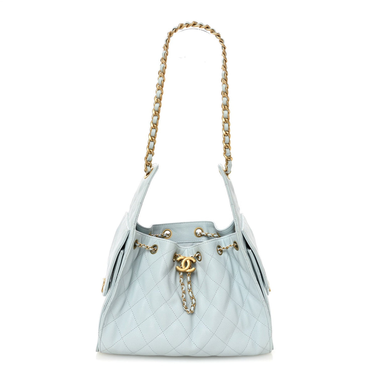 Caviar Quilted Small Chanel 25 Handbag Light Blue