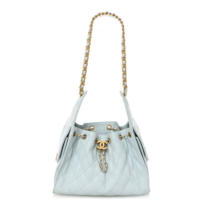 Caviar Quilted Small Chanel 25 Handbag Light Blue