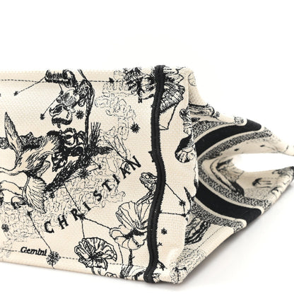 Canvas Embroidered Small Zodiac Toile De Jouy Book Tote Latte
