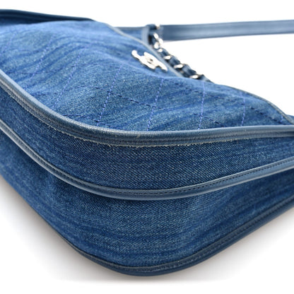 Denim Quilted Jungle Stroll Hobo Bag Blue