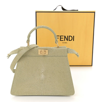 Stingray Shiny Nappa Petite Peekaboo I SEE U Satchel Green