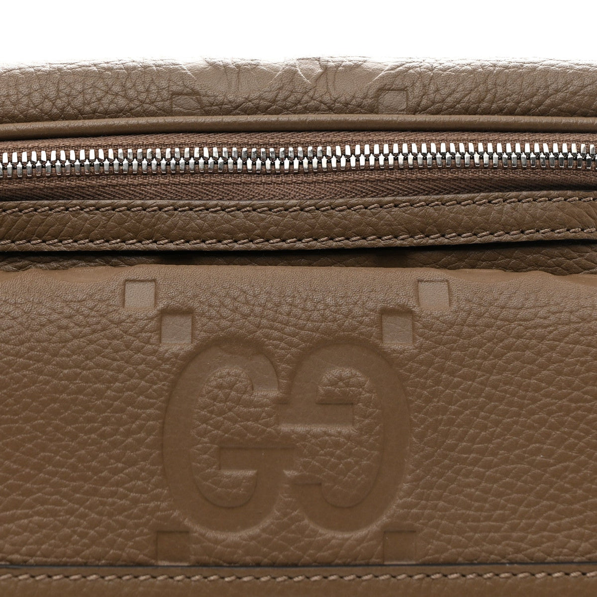 Piuma Calfskin Jumbo GG Embossed Pocket Belt Bag Good Taupe