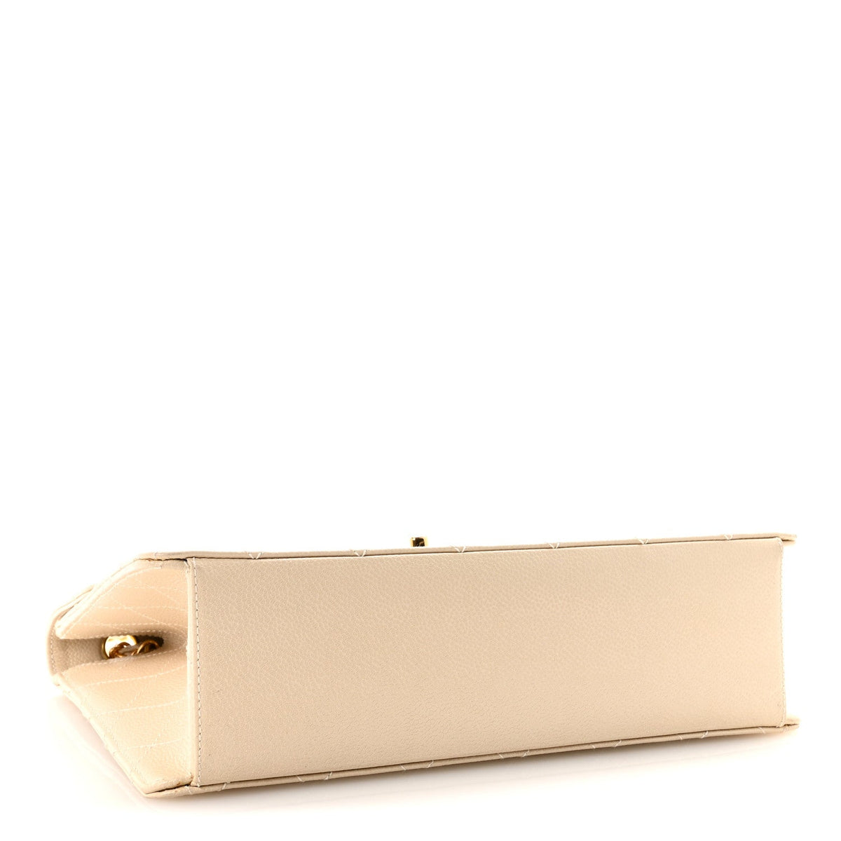 Caviar Stitch Medium Single Flap Beige Clair