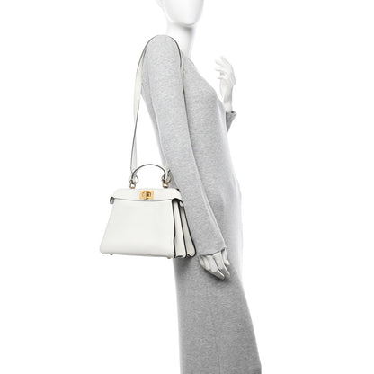 Vitello Seta Nappa Bi-Color Small Peekaboo I SEE U Satchel White Ice Light Rose Tortora