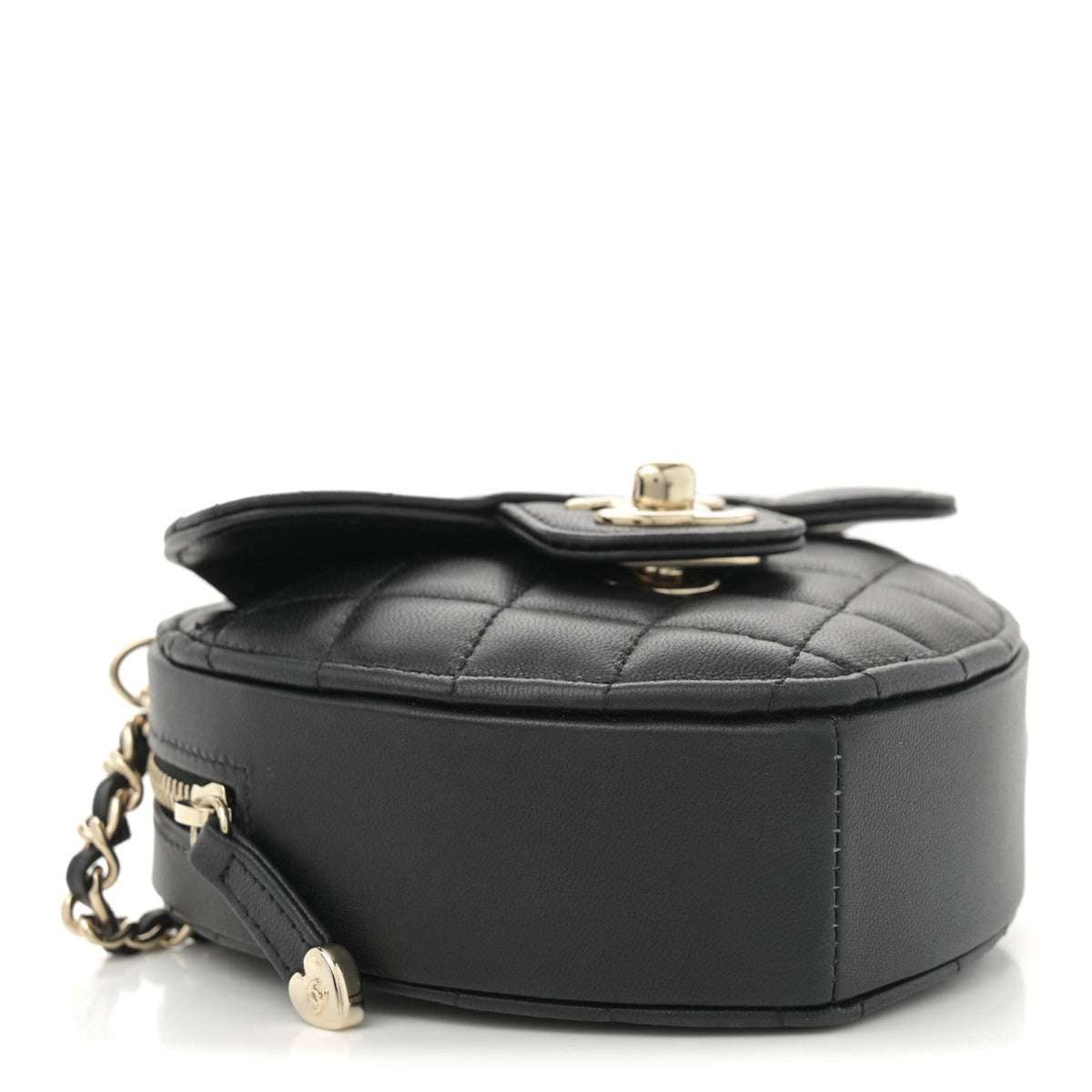 Lambskin Quilted CC In Love Heart Clutch With Chain  Black