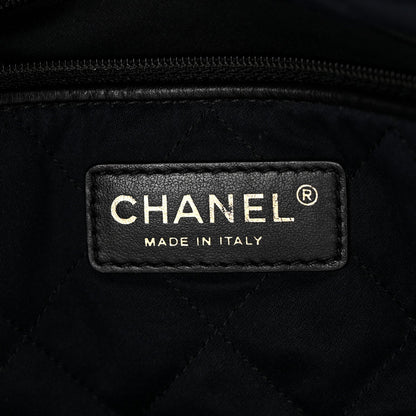 Shiny Calfskin Quilted Chanel 22 Backpack Grey