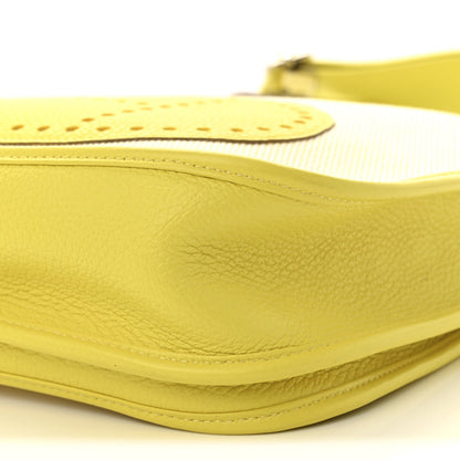 Toile H Taurillon Clemence Evelyne III PM Ecru Citron Lime