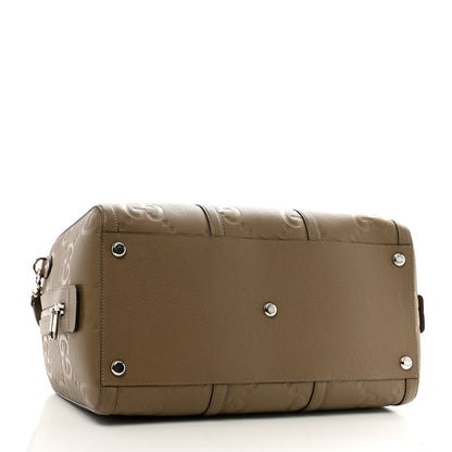 Piuma Calfskin Jumbo GG Embossed Large Duffle Bag Good Taupe
