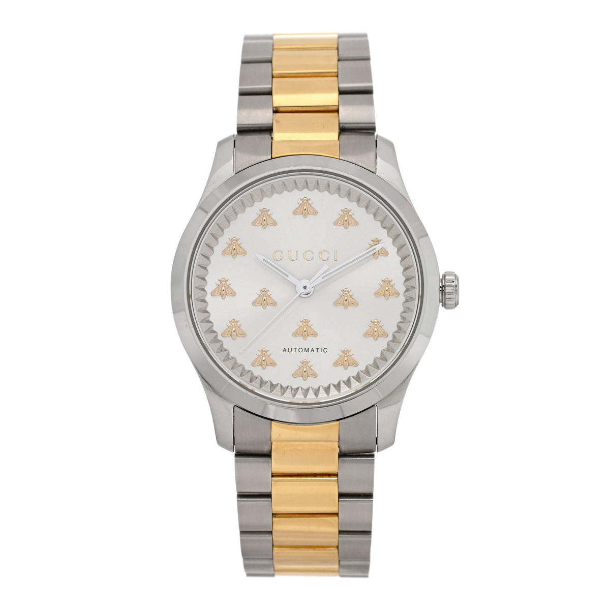 Stainless Steel 38mm G-Timeless Two Tone Bee Automatic Watch Silver