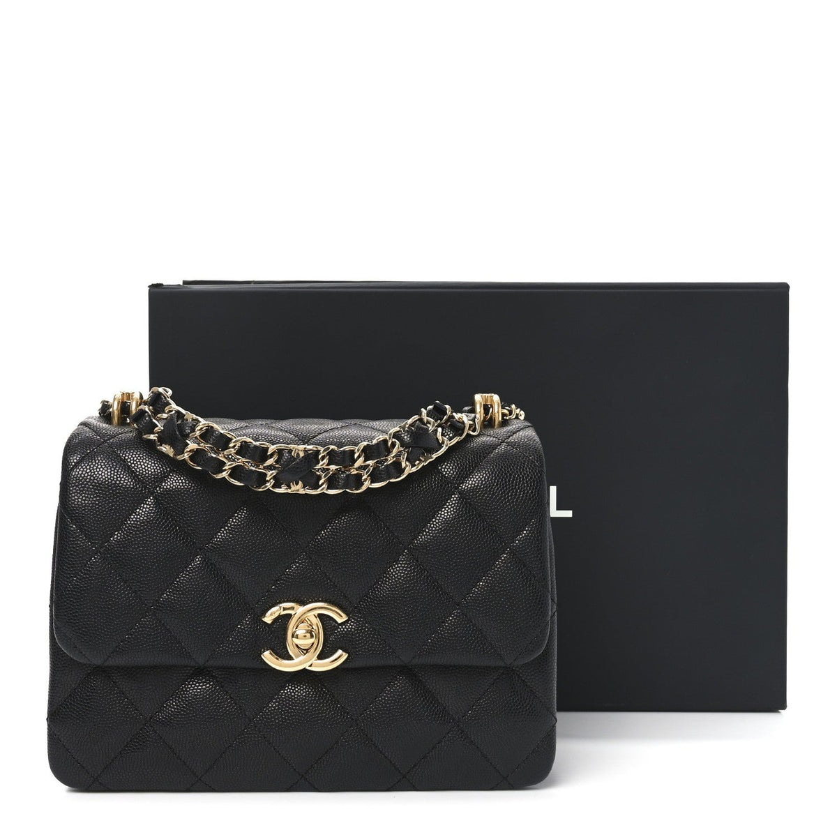 Caviar Quilted Mini Coco First Flap Black