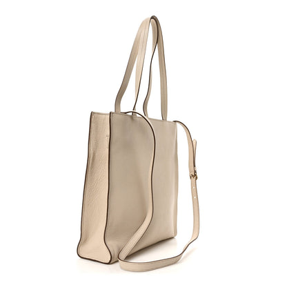 Goatskin Logo Embossed Shopping Tote Lino