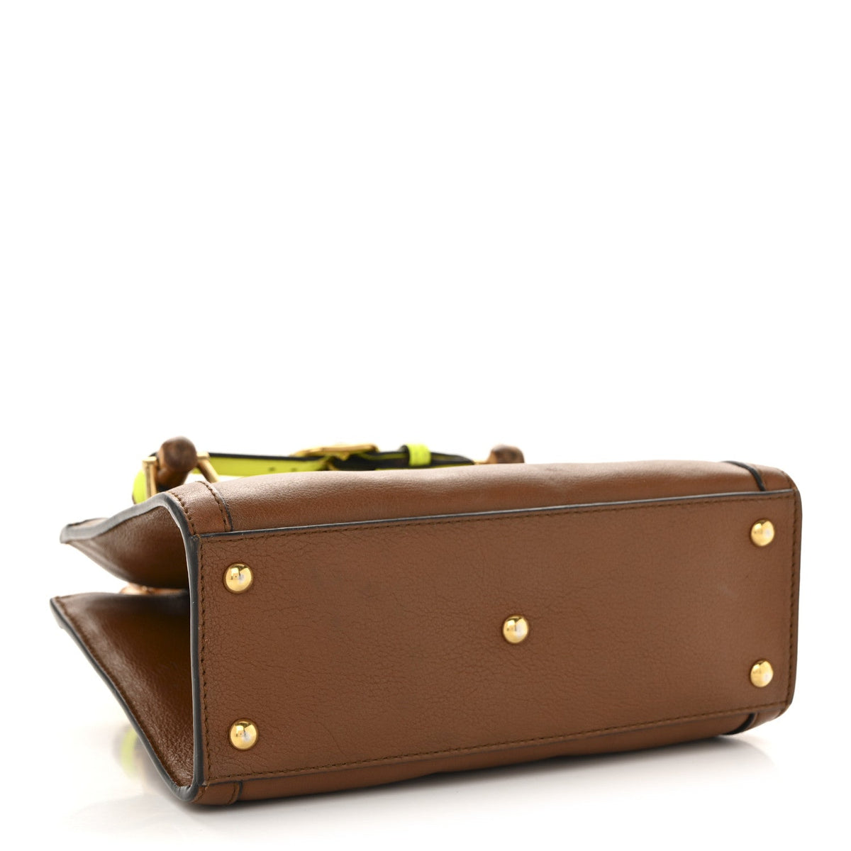 Wonka Grain Calfskin Mini Diana Tote Bag Cuir Yellow Fluo
