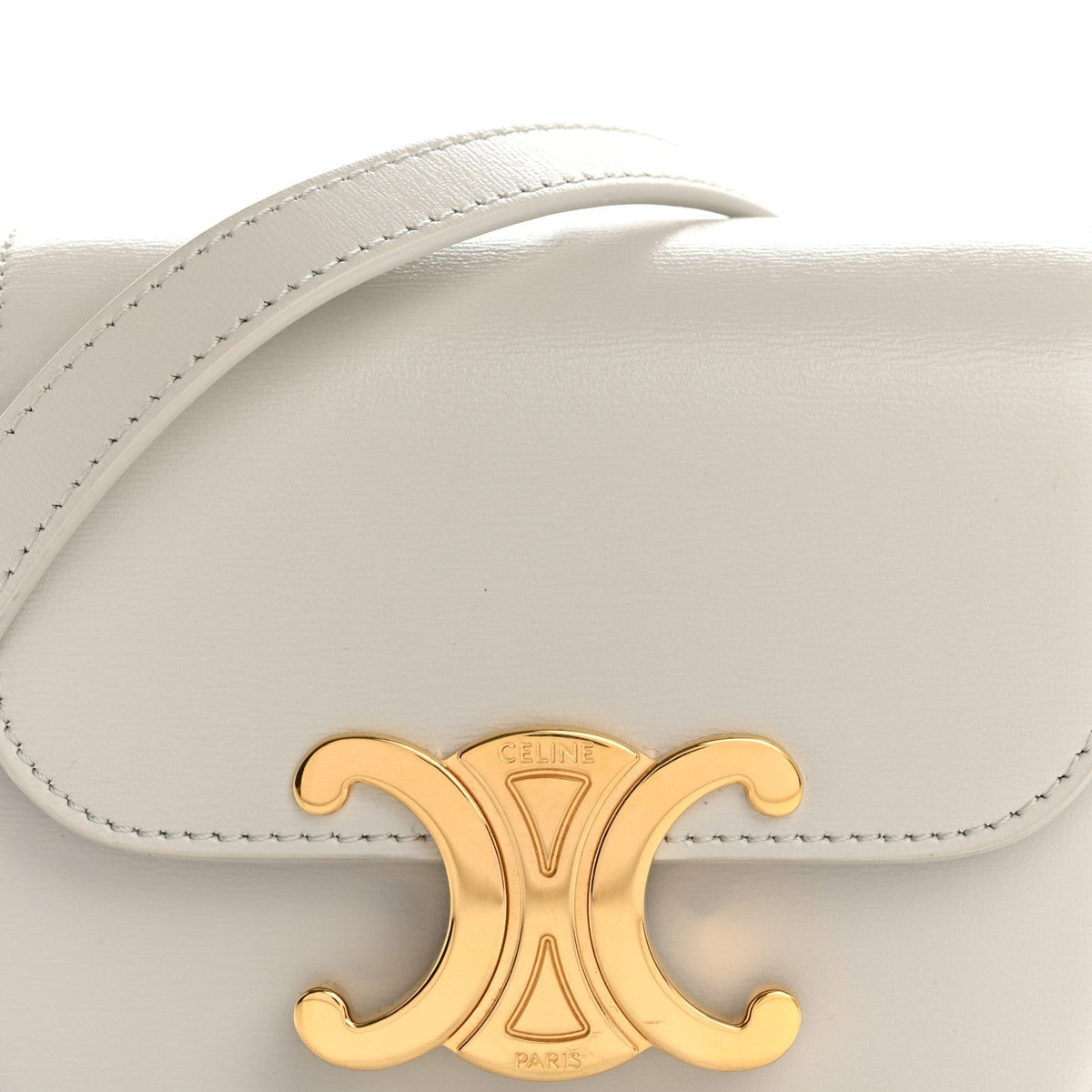 Shiny Calfskin Mini Triomphe Chalk