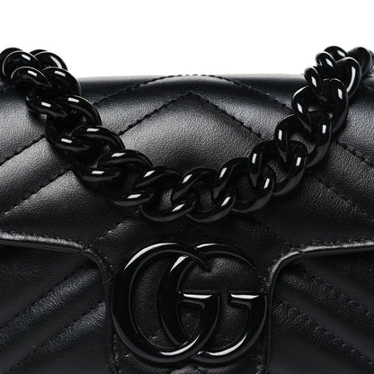 Calfskin Matelasse Monochrome GG Marmont Chain Belt Bag Black