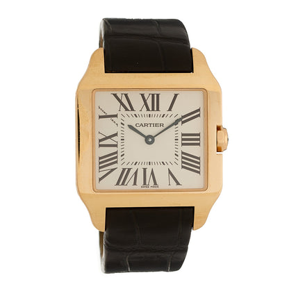 18K Pink Gold Alligator 30mm Santos Dumont Quartz Watch