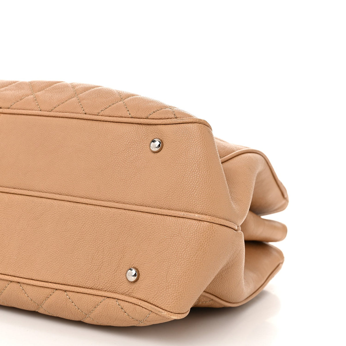 Caviar Quilted Large Urban Companion Top Handle Shopping Tote Beige