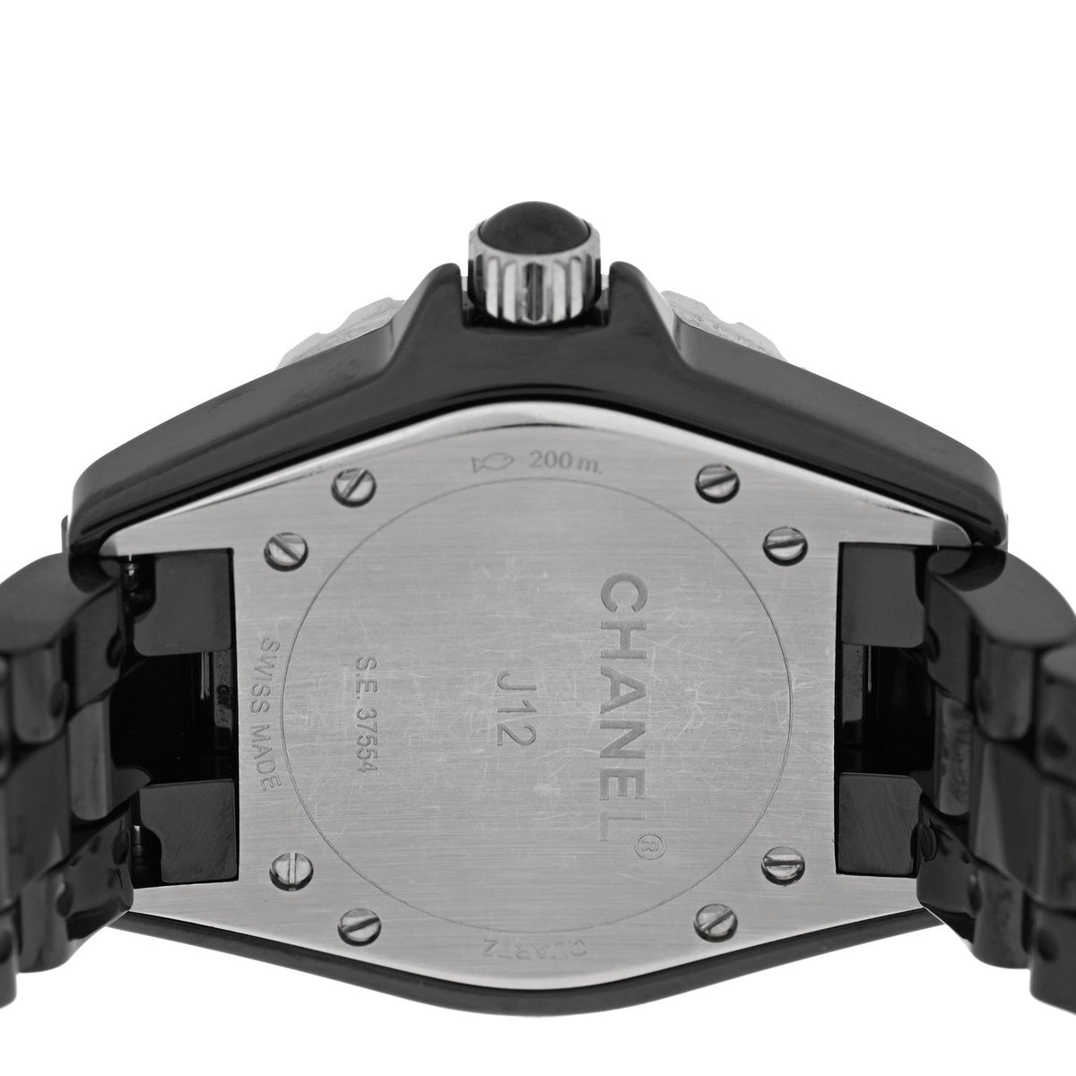Stainless Steel Ceramic Diamond 33mm J12 Quartz Watch Black