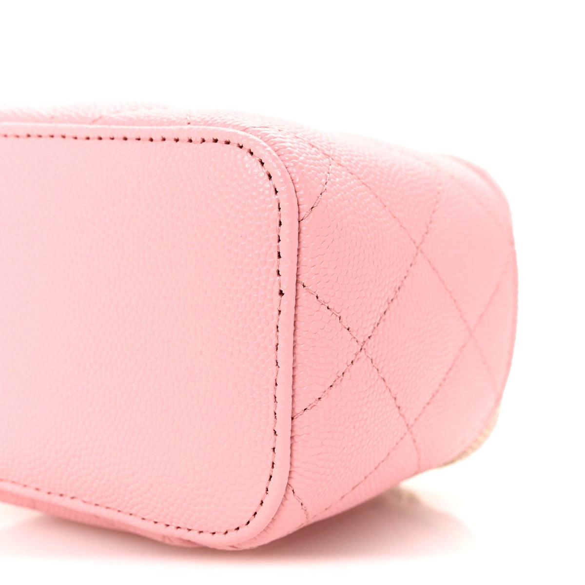 Caviar Quilted Mini Vanity Case With Chain Pink