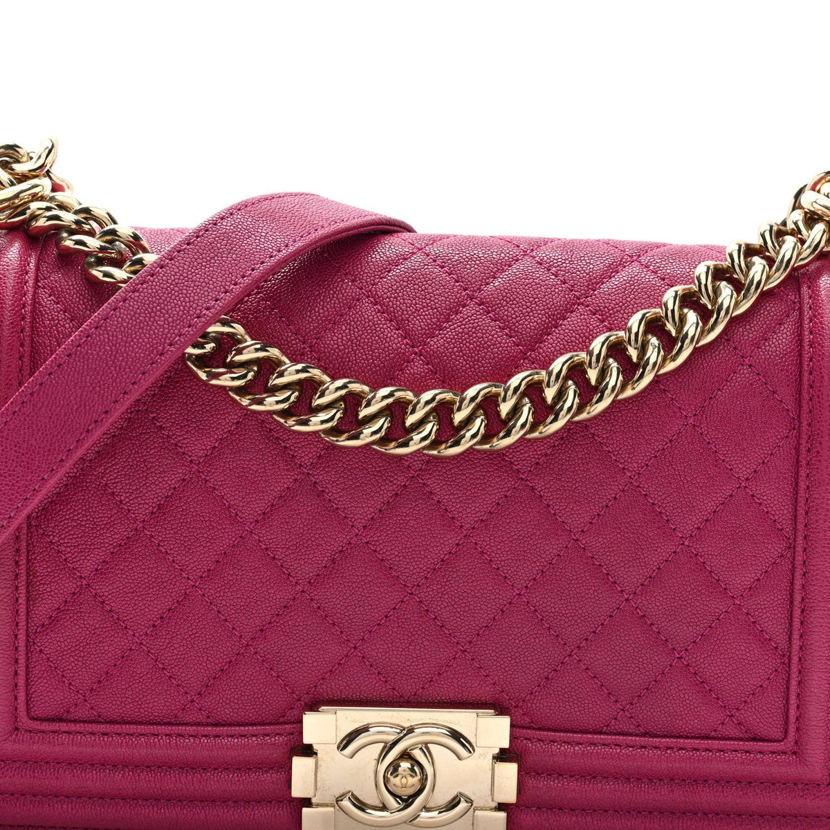 Caviar Quilted Medium Boy Flap Dark Pink